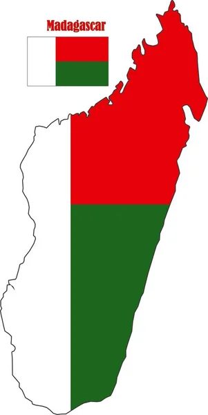 Kaart Vlaggensector Van Madagaskar — Stockvector
