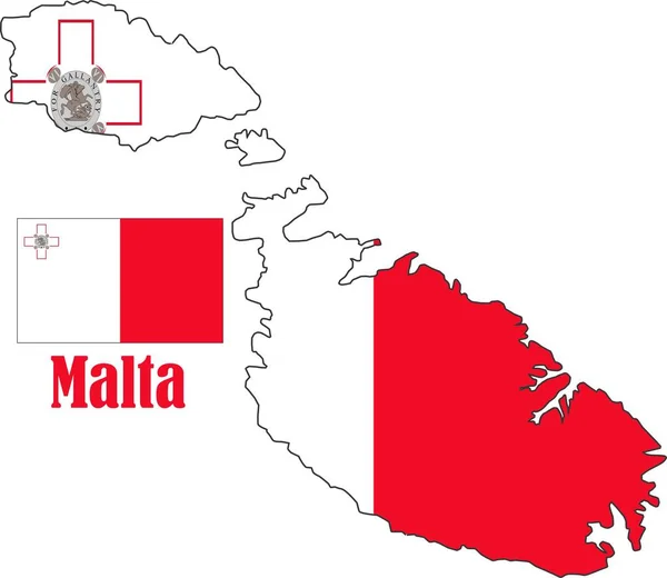 Malta Mapa Wektory Bandery — Wektor stockowy