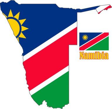 Namibya Haritası ve Bayrak Vektörleri