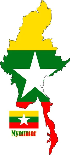 Myanmar Karta Och Flaggvektorer — Stock vektor