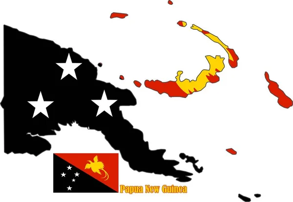 Mappa Bandiera Papua Nuova Guinea — Vettoriale Stock