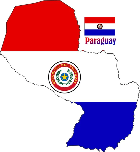 Paraguay Mapa Bandera — Vector de stock