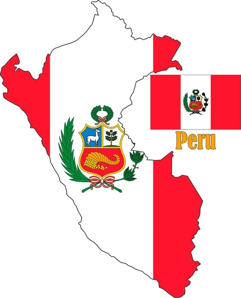 Peru Karte Und Fahne — Stockvektor
