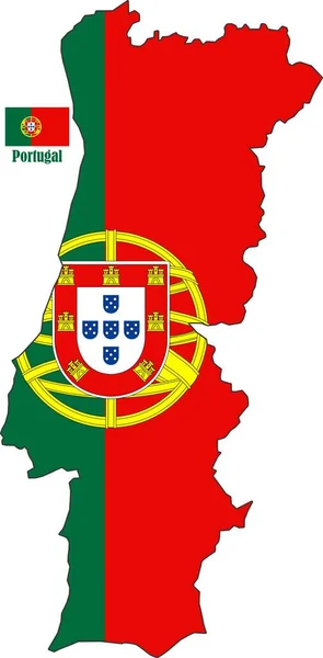 Karta Och Flagga Över Portugal — Stock vektor