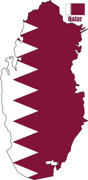 Katar Haritası Bayrak — Stok Vektör