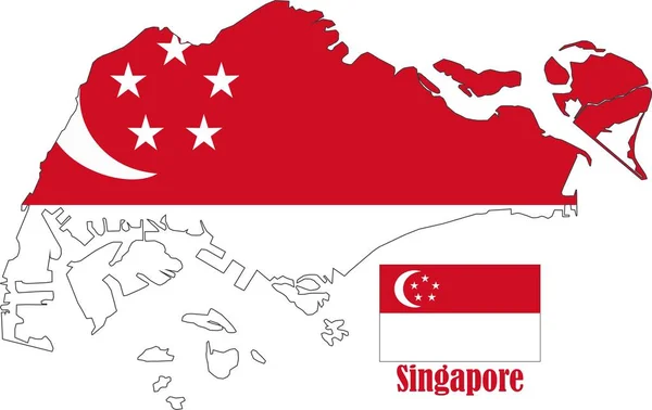 Singapore Mapa Bandeira — Vetor de Stock