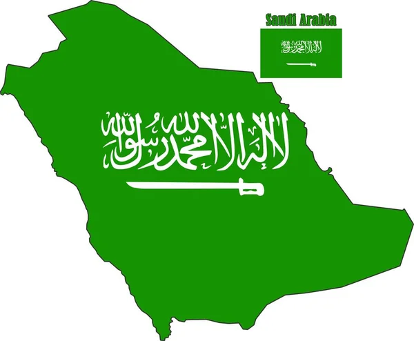 Saudiarabien Karta Och Flagga — Stock vektor