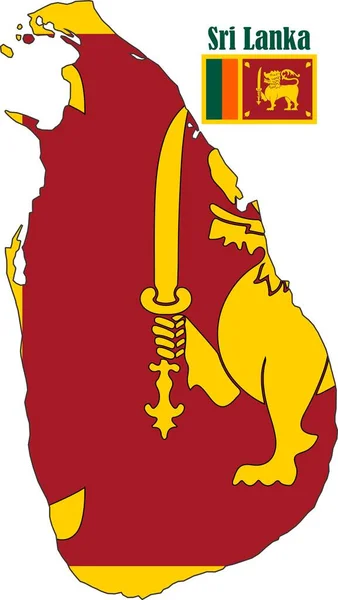 スリランカ地図と旗 — ストックベクタ