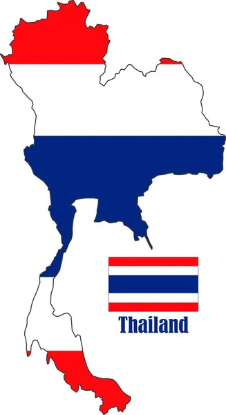 タイの地図と旗 — ストックベクタ