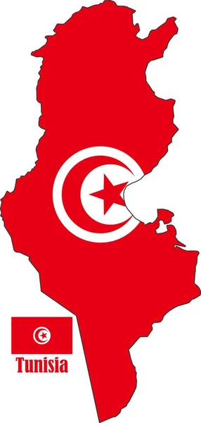 チュニジア地図とのフラグ — ストックベクタ