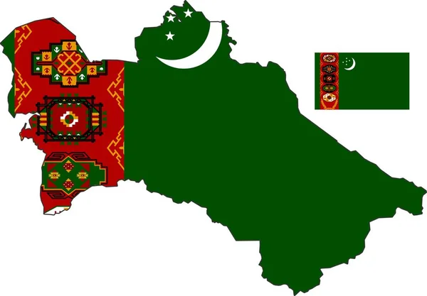 Mapa Bandera Turkmenistanu — Wektor stockowy