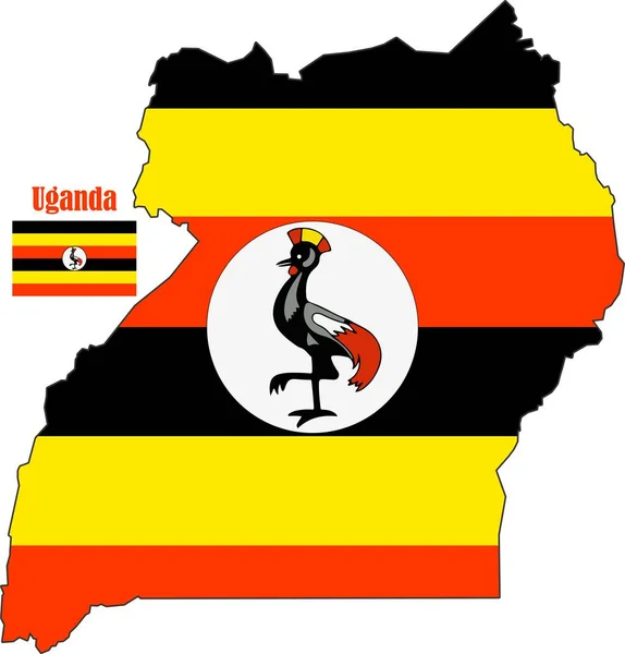 Uganda Karte Und Fahne — Stockvektor
