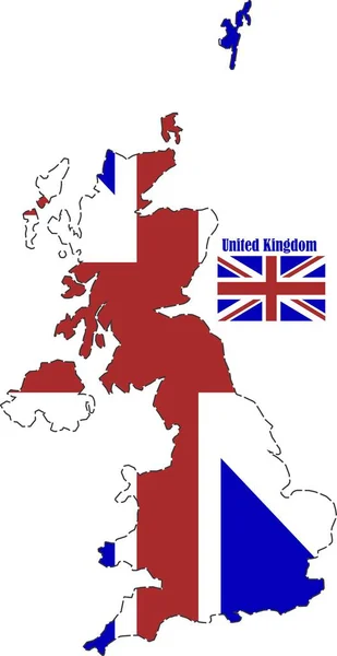 英国地图和国旗 — 图库矢量图片