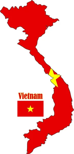 Vietnam Mapa Bandera — Vector de stock