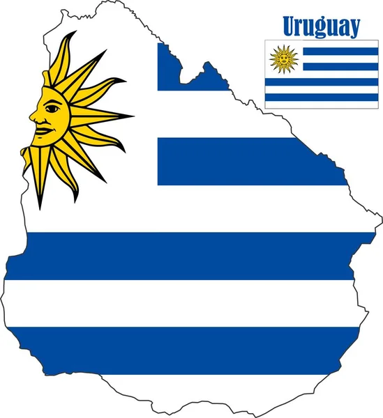Χάρτης Και Σημαία Της Ουρουγουάης — Διανυσματικό Αρχείο