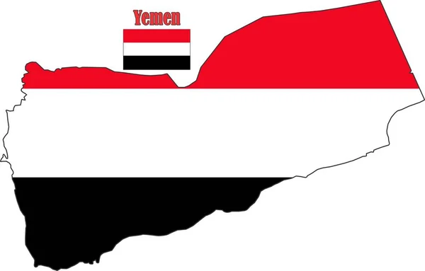 Mapa Bandera Yemen — Vector de stock