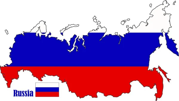 Ryssland Karta Och Flagga — 图库矢量图片