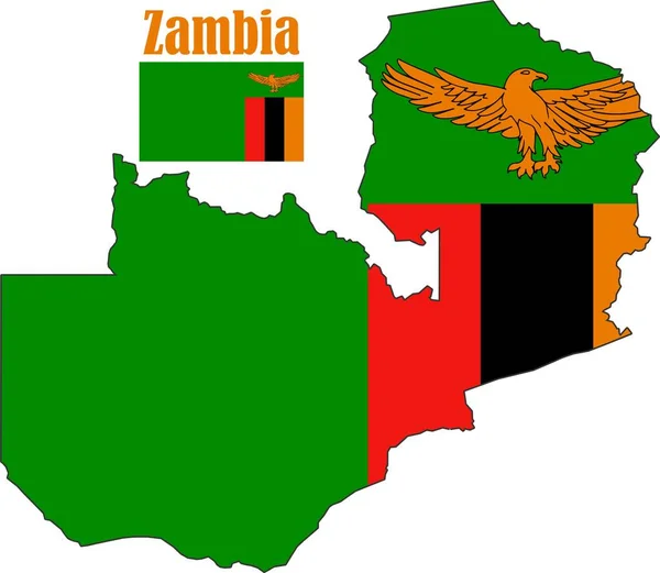stock vector Zambia Map and Flag