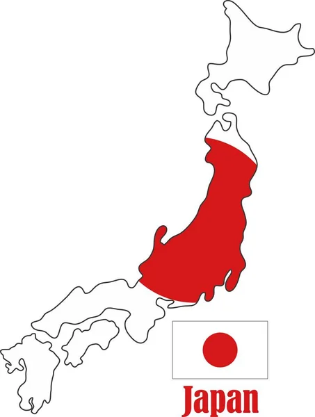Japan Kaart Vlag — Stockvector