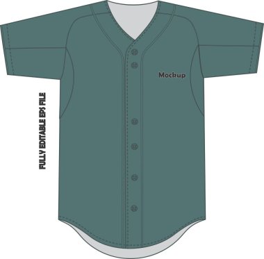 Beyzbol Full Button Two Button V Neck Jersey Mock Vektörleri