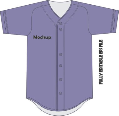 Beyzbol Full Button Two Button V Neck Jersey Mock Vektörleri