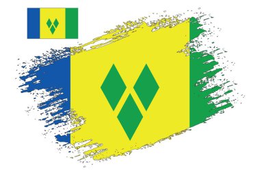 Fırça Tasarımı Saint Vincent ve Grenadines Bayrak İllüstrasyon Vektörü