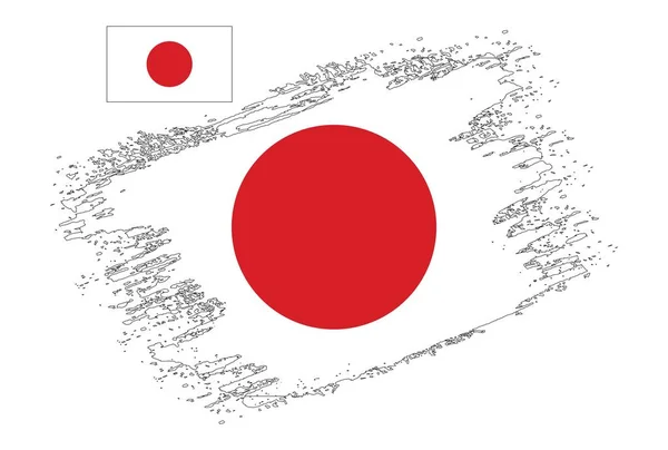 Σχεδιασμός Πινέλου Ιαπωνική Σημαία Εικονογράφηση Διάνυσμα — Διανυσματικό Αρχείο