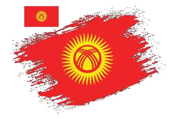 Σχεδιασμός Πινέλου Κιργιζία Σημαία Εικονογράφηση Διάνυσμα — Διανυσματικό Αρχείο
