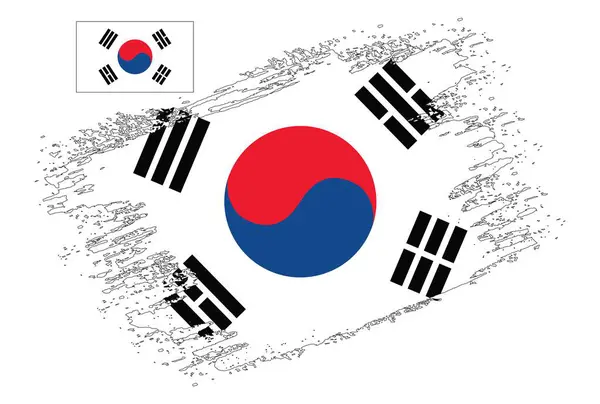 Pinsel Design Südkorea Flagge Illustration Vektor — Stockvektor