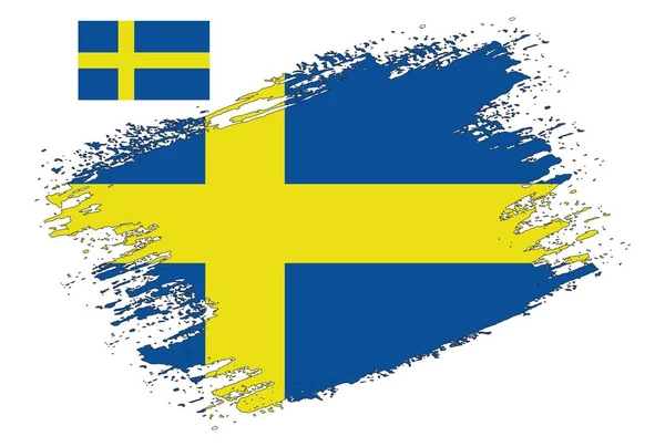 Brush Design Svédország Zászló Illusztráció Vektor — Stock Vector