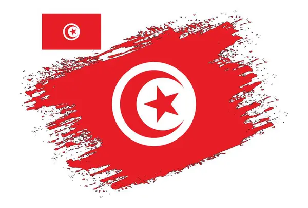 Brush Design Tunézia Zászló Illusztráció Vektor — Stock Vector