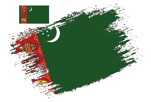 Diseño Del Pincel Turkmenistán Bandera Ilustración Vector — Archivo Imágenes Vectoriales