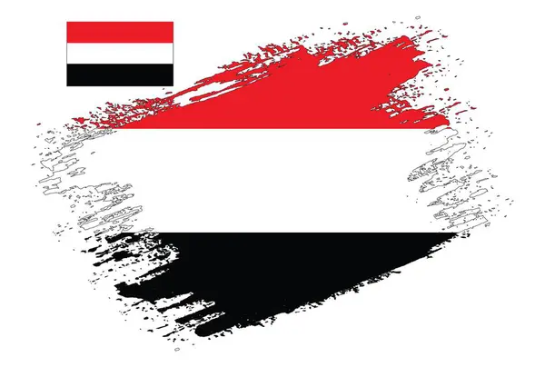 Fırça Tasarımı Yemen Bayrak Llüstrasyon Vektörü — Stok Vektör