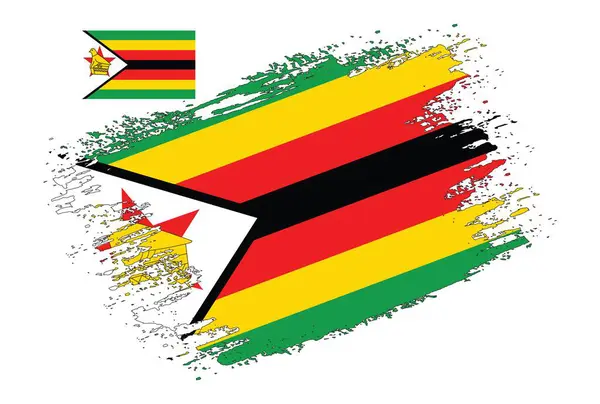 Pinsel Design Simbabwe Flagge Illustration Vektor — Stockvektor