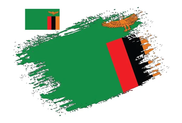 Design Štětce Zambie Vlajka Ilustrační Vektor — Stockový vektor