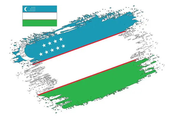 Pinsel Design Usbekistan Flagge Illustration Vektor — Stockvektor