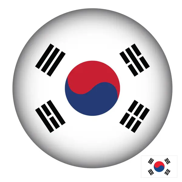 Jižní Korea Prapor Kulatý Tvar — Stockový vektor