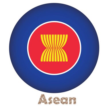 Asean Bayrak Yuvarlak Şekil Çizim Vektörü