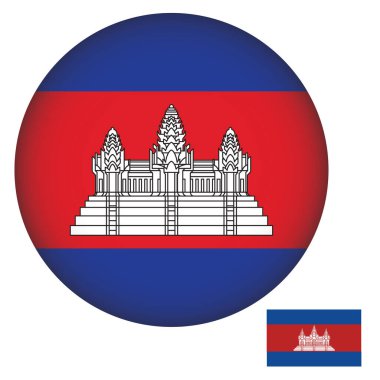 Kamboçya Bayrak Yuvarlak Şekil Çizim Vektörü