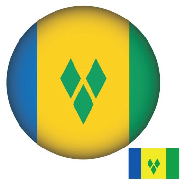 Saint Vincent ve Grenadines Bayrak Yuvarlak Şekil Çizim Vektörü
