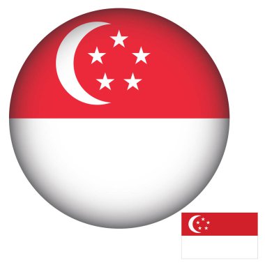 Singapur Bayrak Yuvarlak Şekil Çizim Vektörü