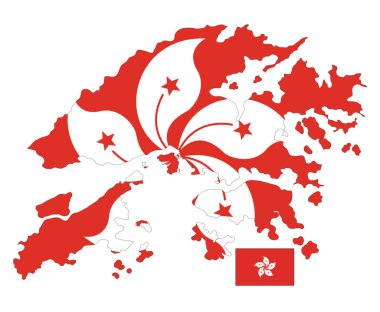  Hong Kong Harita ve Bayrak Vektörü