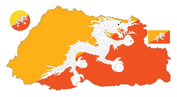 stock vector Bhutan Map and Flag