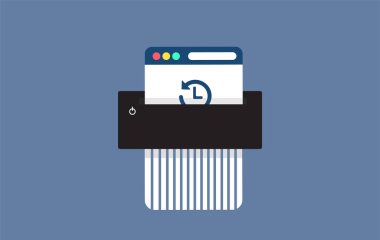 Web geçmişinin yok edilmesi ve temiz tarayıcı veri illüstrasyonu