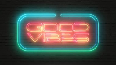 İyi Vibes Neon İşaretli Animasyon Çerçeve Hareketi Arkaplanı