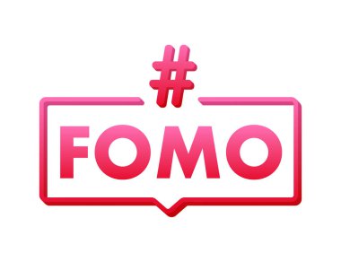 Modern hashtag fomo, her amaç için harika bir tasarım. Vektör tipografi çizimi. Düz çizgi film vektör çizimi. Düz dizayn. Sosyal medya kavramı