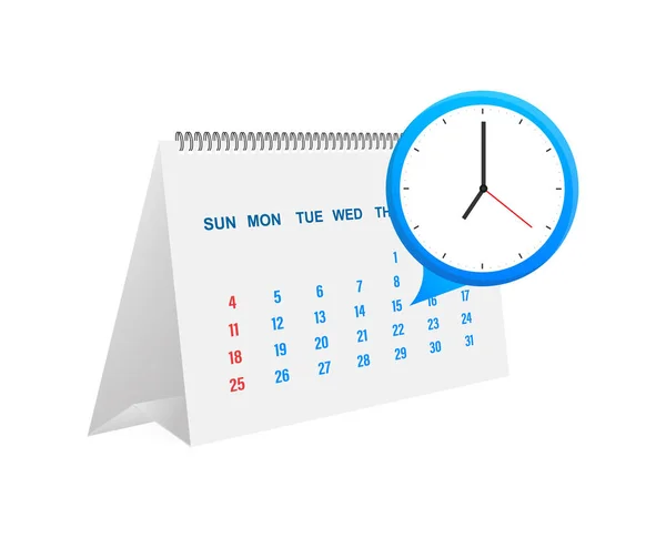 Kalendarz Ikona Zegara Kalendarz Ścienny Ważne Harmonogram Termin Spotkania Ilustracja — Wektor stockowy