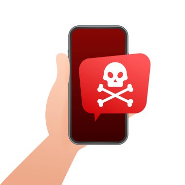 Tehlike sembolü vektör illüstrasyonu. Virüs koruması. Bilgisayar virüsü alarmı. Güvenlik internet teknolojisi, veri güvenli