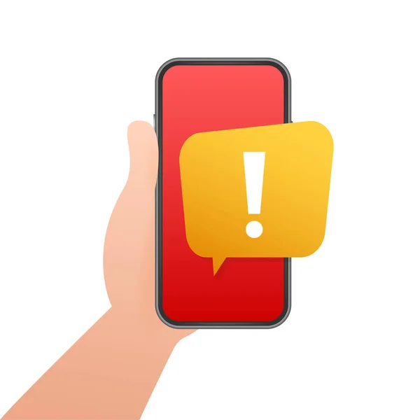 Alert Message Mobile Notification Danger Error Alerts Smartphone Virus Problem — Stock Vector