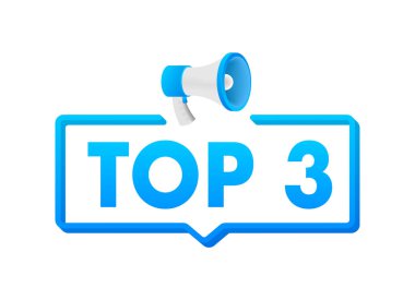 Top3 - Beyaz arkaplanda ilk üç renkli etiket. Vektör illüstrasyonu